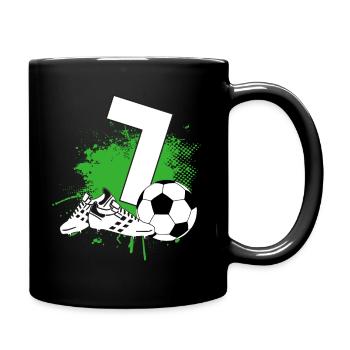 7. Geburtstag 7 Jahre Fußball Fußballspieler - Tasse einfarbig - Schwarz - Rechts