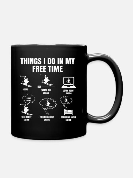 Things I Do in my Free Time Ski Fahren - Tasse einfarbig - Schwarz