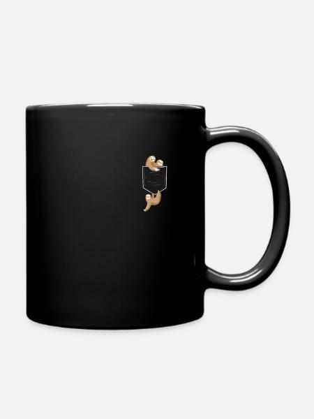 Sloth in Breast Pocket - Tasse einfarbig - Schwarz