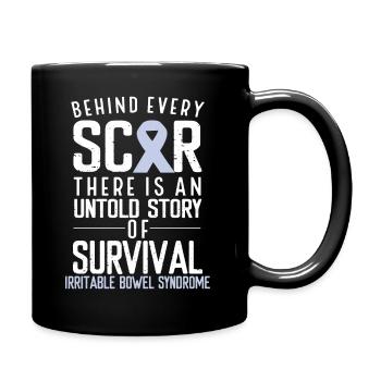 Bowel Syndrome Awareness Periwinkle Ribbon IBS - Tasse einfarbig - Schwarz - Rechts