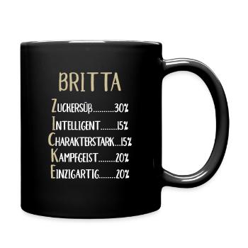 Britta Namenstag Vorname Britta Geschenk Name - Tasse einfarbig - Schwarz - Rechts