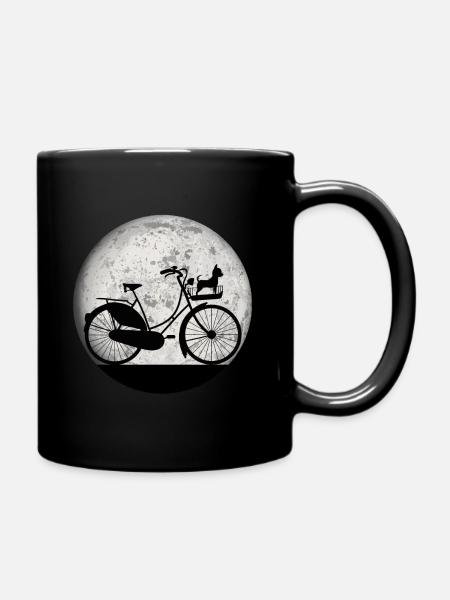 Fahrrad Hund Vintage Mond Frauen Mädchen Shirt - Tasse einfarbig - Schwarz