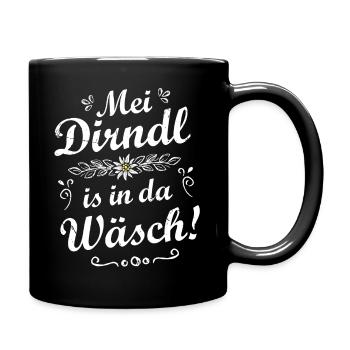 Damen Trachtenshirt Kinder Mei Dirndl Sprüche - Tasse einfarbig - Schwarz - Rechts