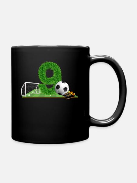 9. Geburtstag 9 Jahre Fußball Fußballspieler - Tasse einfarbig - Schwarz