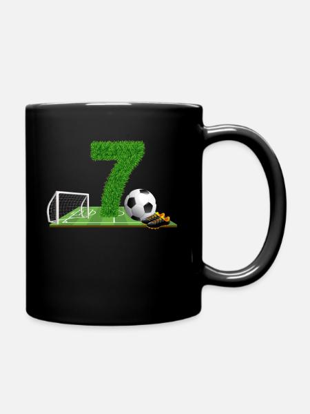 7. Geburtstag 7 Jahre Fußball Fußballspieler - Tasse einfarbig - Schwarz
