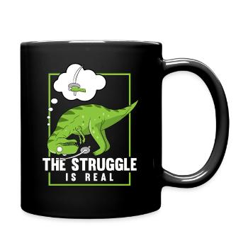 The Struggle Is Real Sword Fighting Dinosaur - Tasse einfarbig - Schwarz - Rechts