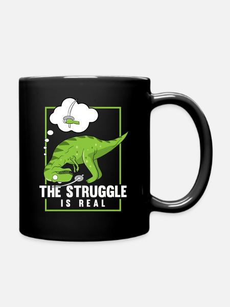The Struggle Is Real Sword Fighting Dinosaur - Mug uni - noir