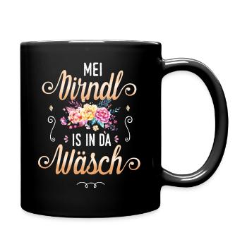 Damen Trachtenshirt Mei Dirndl is in da Wäsch - Tasse einfarbig - Schwarz - Rechts
