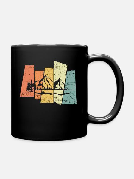 Retro Mountain Landscape Mountains Vintage - Full Colour Mug - black