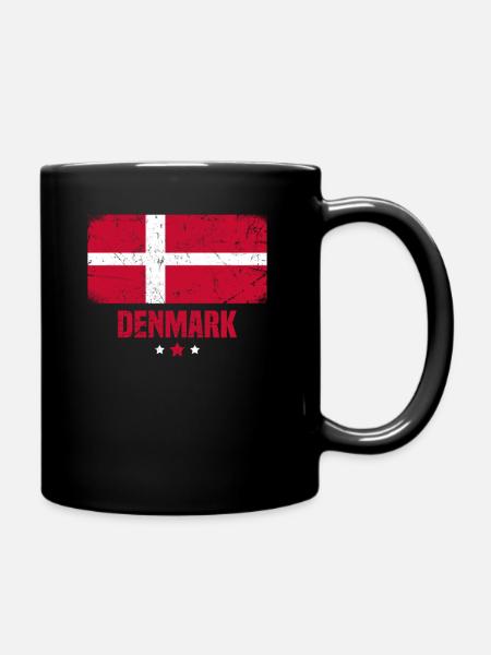 Denmark Danish Flag - Full Colour Mug - black