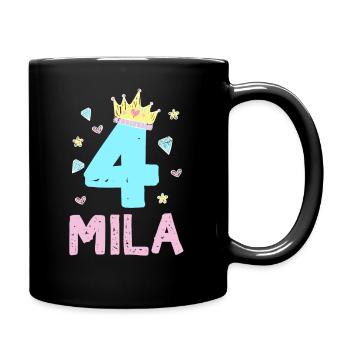 4. Geburtstag Mila Ich Bin 4 Jahre Prinzessin - Tasse einfarbig - Schwarz - Rechts