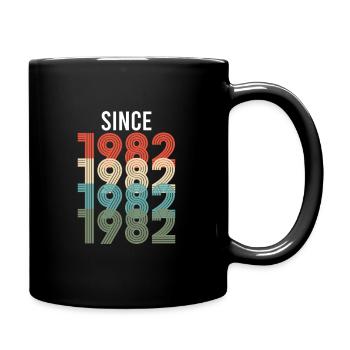 Vintage Since 1982 Birthday Year of Birth - Full Colour Mug - black - Right