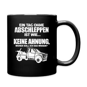Lustiges Abschlepper Abschleppdienst LKW - Tasse einfarbig - Schwarz - Rechts