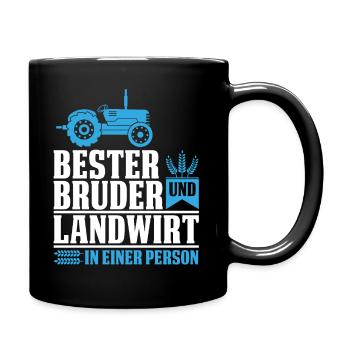 Bester Bruder und Landwirt der Welt Bauer Vatertag - Tasse einfarbig - Schwarz - Rechts