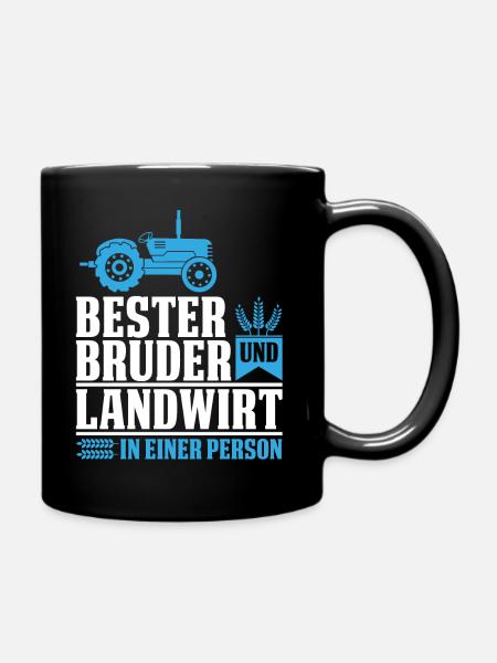 Bester Bruder und Landwirt der Welt Bauer Vatertag - Tasse einfarbig - Schwarz