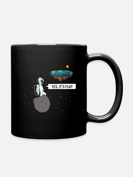 Yes It's Flat Astronaut Moon Flat Earth Society - Full Colour Mug - black