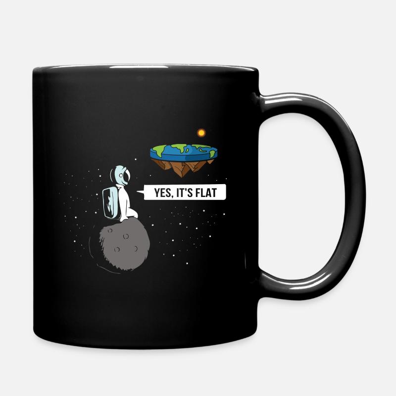 Yes It's Flat Astronaut Moon Flat Earth Society - Full Colour Mug - black