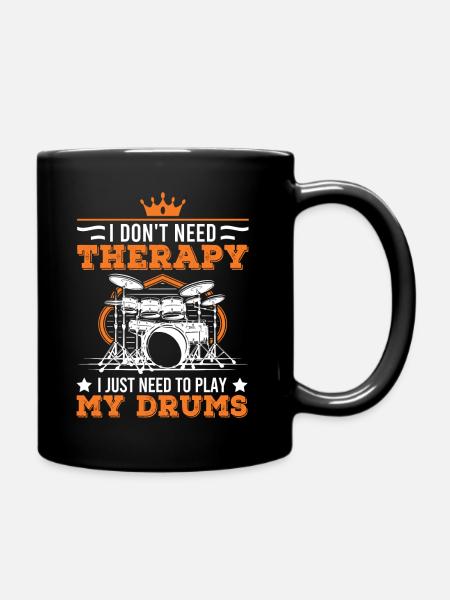 Drums Therapy Drummer - Full Colour Mug - black