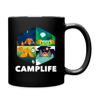 Tent Camper Outdoor Camping - Tasse einfarbig - Schwarz - Rechts