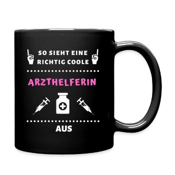 Medizinische Fachangestellte | Arzthelferin MFA - Tasse einfarbig - Schwarz - Rechts