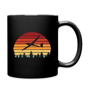 Retro glider glider gliding pilot - Full Colour Mug - black - Right