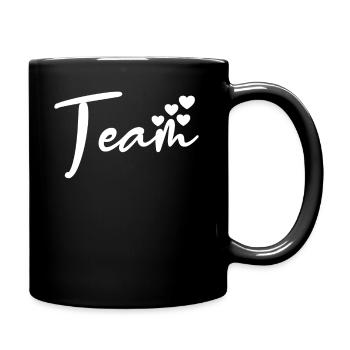 Liebe Team Herz - Tasse einfarbig - Schwarz - Rechts