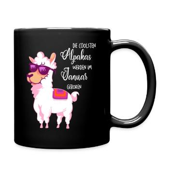 Die coolsten Alpakas werden im Januar geboren - Tasse einfarbig - Schwarz - Rechts