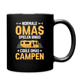 Wohnmobil Camping Oma Geschenk - Tasse einfarbig - Schwarz - Rechts