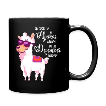 Die coolsten Alpakas werden im Dezember geboren - Tasse einfarbig - Schwarz - Rechts
