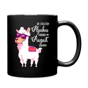 Die coolsten Alpakas werden im August geboren - Tasse einfarbig - Schwarz - Rechts