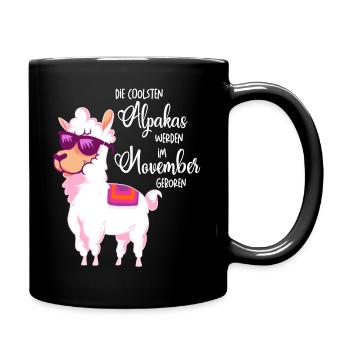 Die coolsten Alpakas werden im November geboren - Tasse einfarbig - Schwarz - Rechts