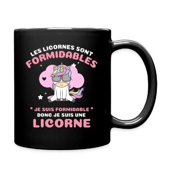 Les licornes sont formidables je suis une licorne - Mug uni - noir - Droite