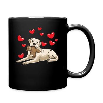 Labrador Retriever chien avec peluche - Mug uni - noir - Droite