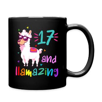 17 and llamazing - Full Colour Mug - black - Right