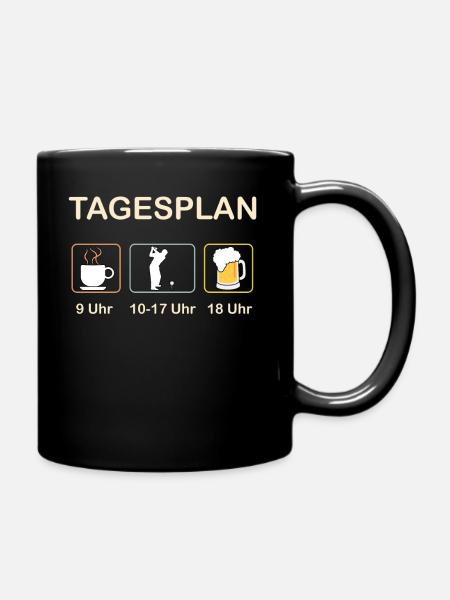 Golf Golfspieler Tagesplan lustig - Tasse einfarbig - Schwarz