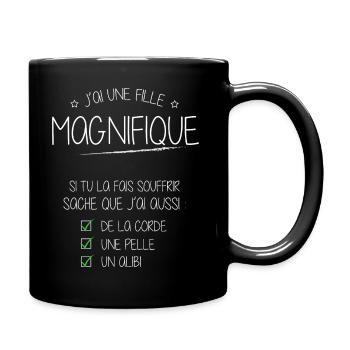 Humour Naissance Alibi J'ai une fille magnifique - Mug uni - noir - Droite