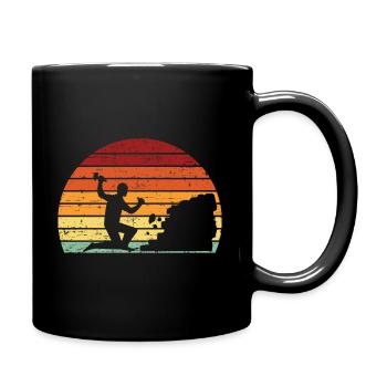 Retro Vintage Steinmetz Geologe Geologie Stein - Tasse einfarbig - Schwarz - Rechts