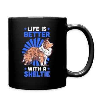 La vie est meilleure avec Shetland Sheepdog Sheltie - Mug uni - noir - Droite