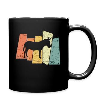Retro Esel - Tasse einfarbig - Schwarz - Rechts