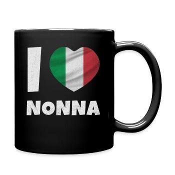 Italien Nonna Herz Flagge Italia Oma Geschenkidee - Tasse einfarbig - Schwarz - Rechts