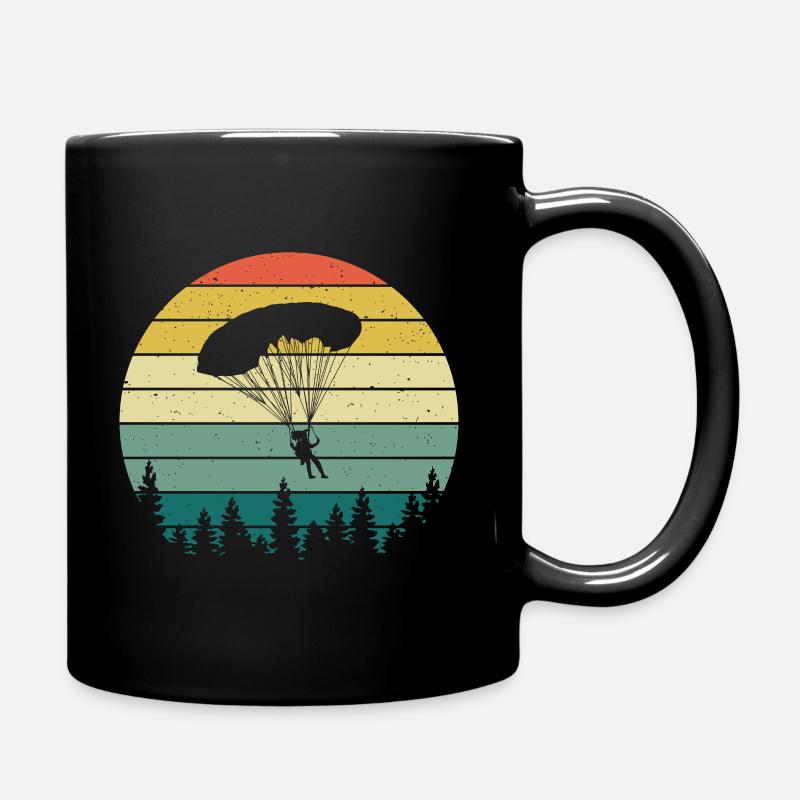 Retro Paragliding Silhouette Skydiving Gleitschirm - Tasse einfarbig - Schwarz