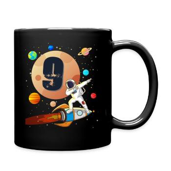9th Birthday for Astronauts Young Rocket Moon - Full Colour Mug - black - Right