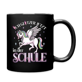Schulkind Mädchen Einschulung mit Pegasus - Tasse einfarbig - Schwarz - Rechts