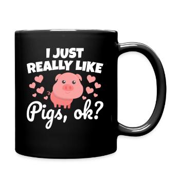 Funny Pigs Cute - Full Colour Mug - black - Right