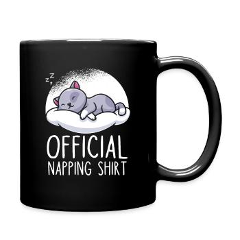 Katze niedlich Schlafshirt schlafen - Tasse einfarbig - Schwarz - Rechts