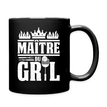 Maître du Gril Barbecue Papa BBQ Fête Des Pères - Tasse einfarbig - Schwarz - Rechts
