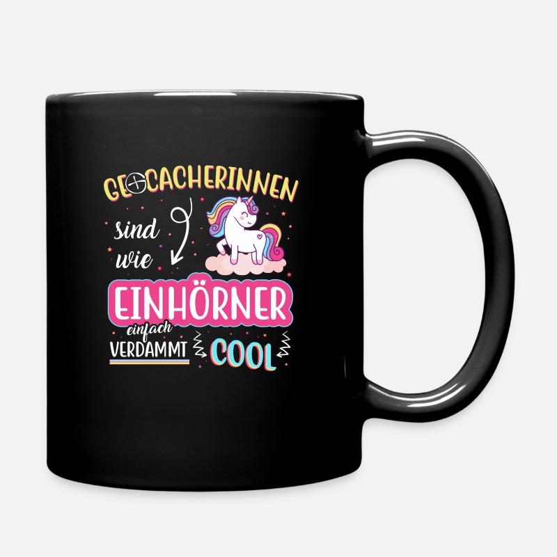 Geocacher Geocaching Hobby Einhorn Spruch Geschenk - Tasse einfarbig - Schwarz