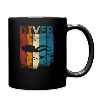 Scuba Diving Diver Vintage Retro - Tasse einfarbig - Schwarz - Rechts