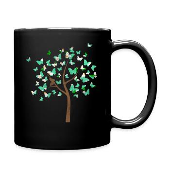 Papillon arbre avec des noeuds - Mug uni - noir - Droite