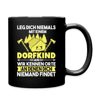 Lustiger Dorfkind Landjugend Landei Spruch Dorf - Tasse einfarbig - Schwarz - Rechts